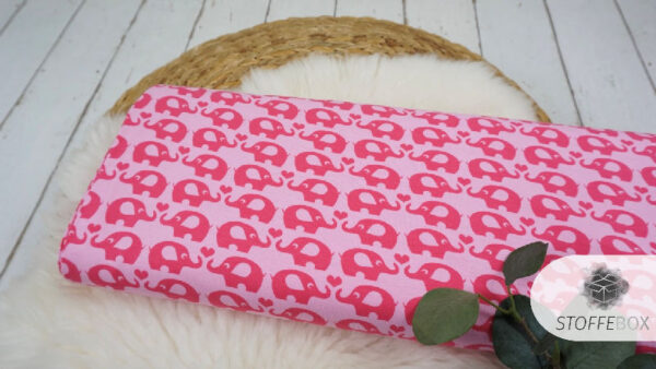 Bio-Jersey - Elefanten/Herz (rosa)