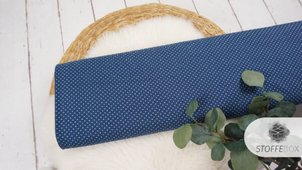 70cm Reststück Jersey - Minipunkte Polka Dots (dunkelblau/jeansblau)