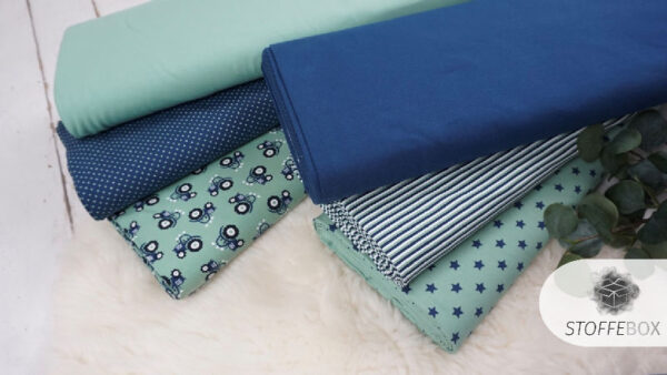 70cm Reststück Jersey - Minipunkte Polka Dots (dunkelblau/jeansblau) – Bild 3
