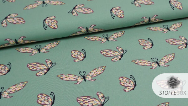 Jersey Öko-Tex-100 - Schmetterlinge (mint) – Bild 2