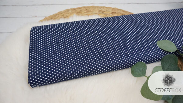 Webware-Baumwolle - mini weiße Sterne (dunkelblau/navy)