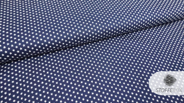 Webware-Baumwolle - mini weiße Sterne (dunkelblau/navy) – Bild 2