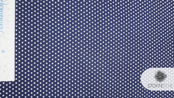 Webware-Baumwolle - mini weiße Sterne (dunkelblau/navy) – Bild 3