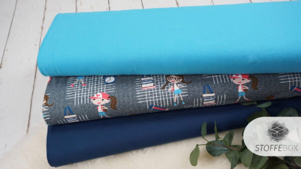 Stoffpaket Jersey - Mädchen/Girl (dunkelblau/türkis)