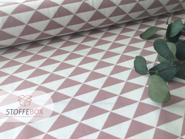 Canvas Dekostoff - Dreiecke (altrosa/weiß) – Bild 2