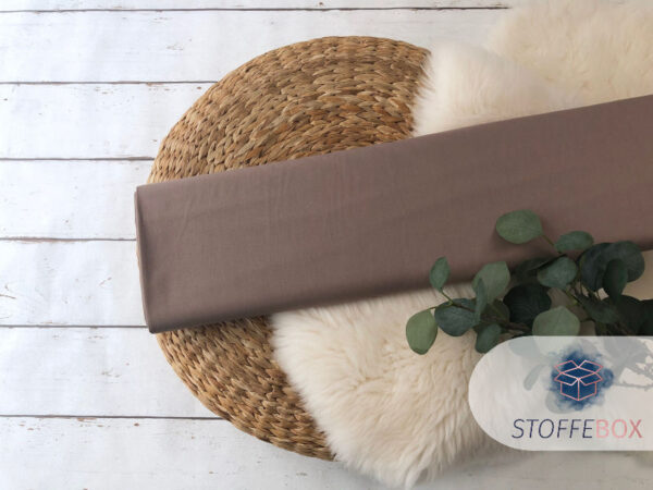 Baumwollstoff Popeline Webware - Uni taupe - Öko-Tex 100