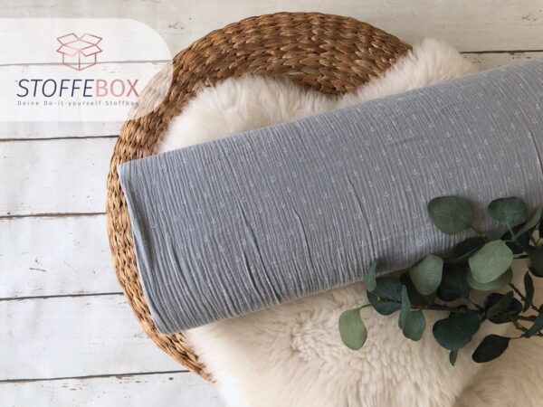 Reststück 45cm Musselin/Double Gauze - mini Anker (hellgrau)