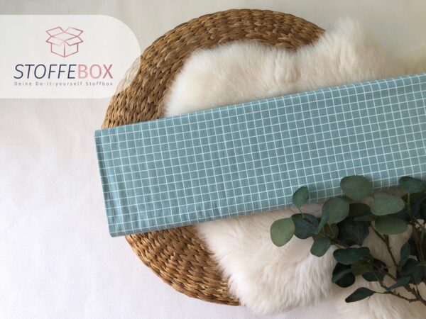 Reststück 45cm Webware/Baumwolle Öko-Tex-100 / Popeline-Gitter (mint/weiß)