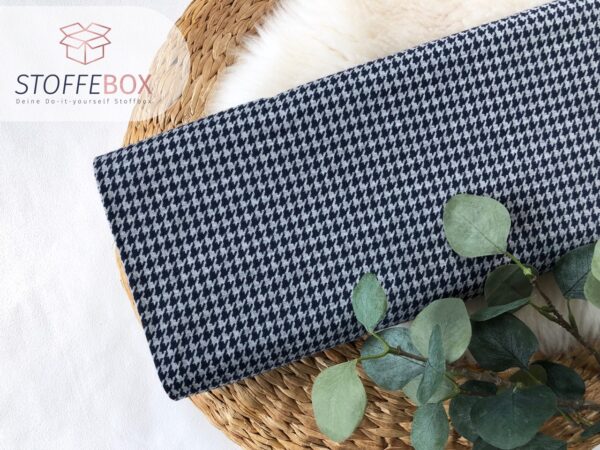 Rest 60cm Jaquard Öko-Tex-100 - Plaid/Hahnentritt (nachtblau/grau) – Bild 2
