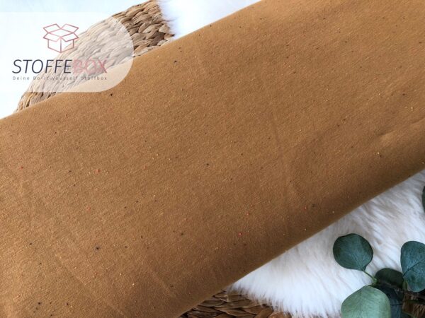 Reststück 40cm angerauter Sweat -Uni mini confetti cognac – Bild 2
