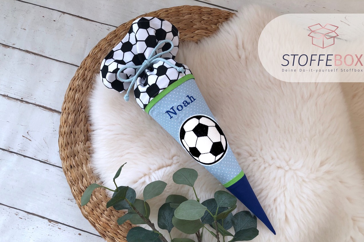 Schultüte Husse Stoff Jungen Handmade Name Wunschmotiv Fussball Fußball 