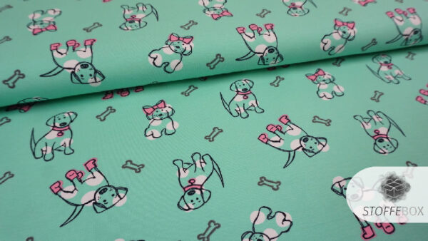Stoffpaket - Hunde (rosa/mint/grau) – Bild 4