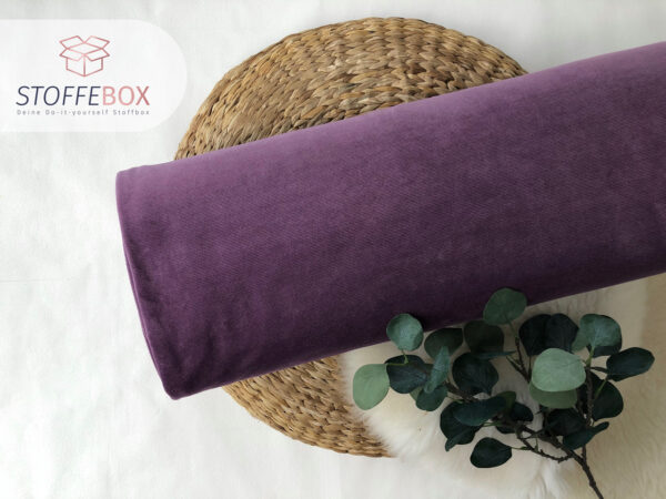 Feincord Jersey Baumwolle - Uni aubergine - Öko Tex 100