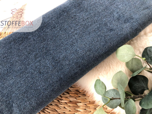 Feincord Jersey Baumwolle - Uni dunkel jeansblau meliert - Öko Tex 100 – Bild 2