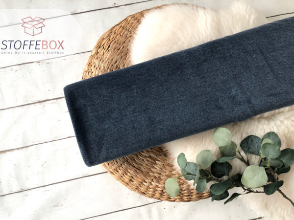 Feincord Jersey Baumwolle - Uni dunkel jeansblau meliert - Öko Tex 100