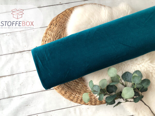 Feincord Jersey Baumwolle - Uni petrol - Öko Tex 100