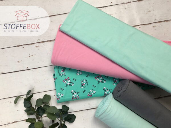 Stoffpaket - Hunde (rosa/mint/grau)