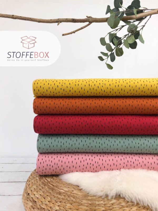 Reststück 90cm Bio Jersey - Stifte / Striche / Streifen (rosa) – Bild 2