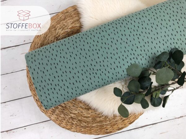 Reststück 85cm Bio Jersey - Stifte / Striche / Streifen (dunkelmint)