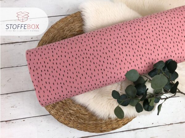 Reststück 90cm Bio Jersey - Stifte / Striche / Streifen (rosa)