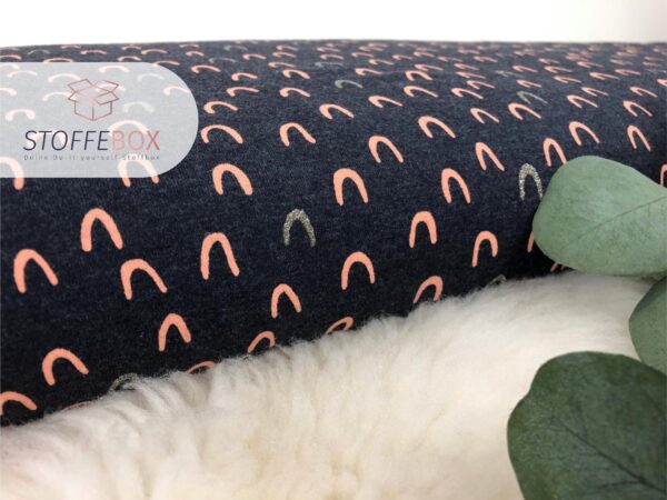 Reststück 30cm Jersey - Öko-Tex-100 - Glitzer/Bögen (schwarz/meliert) – Bild 4