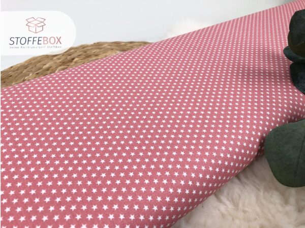 Webware/Baumwolle Öko-Tex-100 - weiße mini Sterne (dunkelrosa) – Bild 2