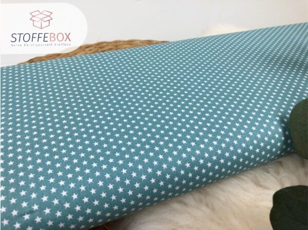Webware/Baumwolle Öko-Tex-100 - weiße mini Sterne (mint) – Bild 2