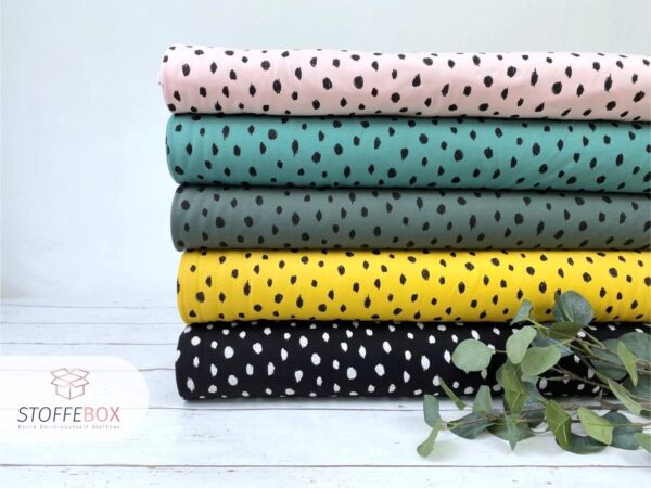 Bio- angerauter Sweat - Soft Sweat - Punkte Polka Dots (grün) – Bild 2