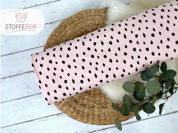 Bio - angerauter Sweat - Soft Sweat - Punkte Polka Dots (rosa)