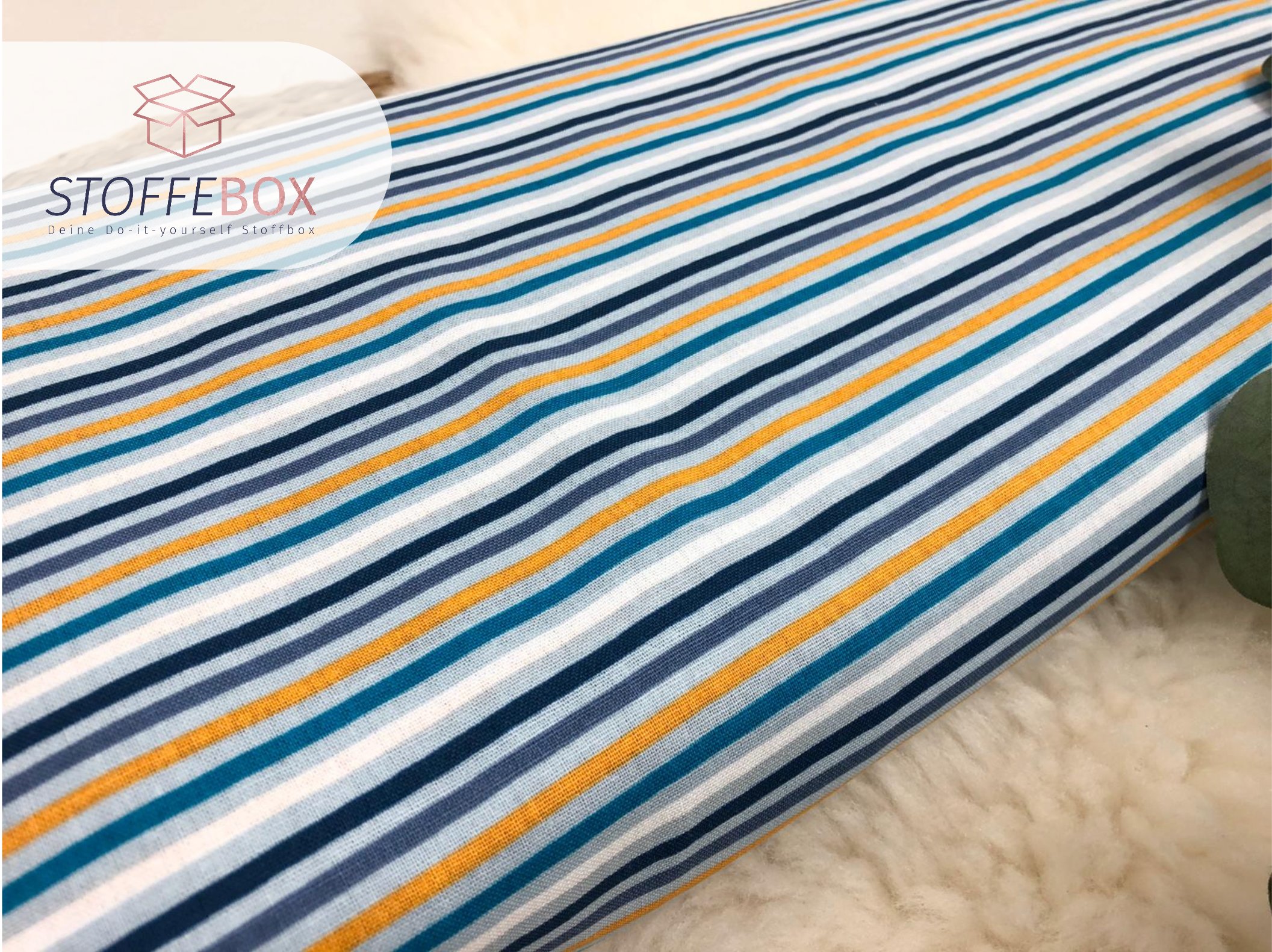Stoff Blau Grau Gestreift Stoff Baumwolle Jersey Cm Streifen