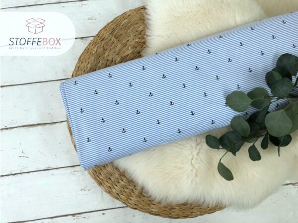 Rest 20cm Jersey - Öko-Tex-100 - Ringeljersey Anker - gestreift (blau/weiß)