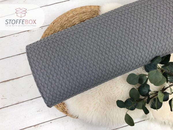 Waffelpique Stoff - Größe groß Uni grau - Öko-Tex-100