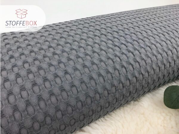 Waffelpique Stoff - Größe groß Uni grau - Öko-Tex-100 – Bild 2