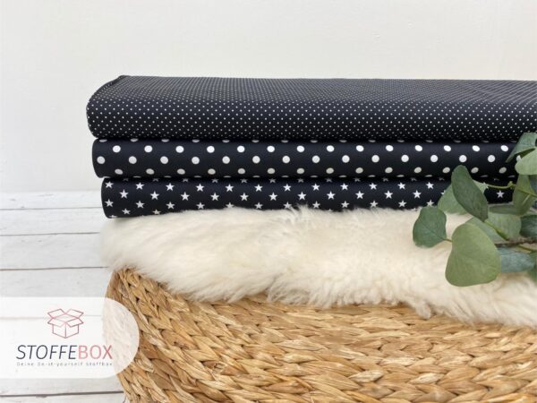Webware/Baumwolle Öko-Tex-100 - weiße mini Punkte (schwarz) – Bild 3