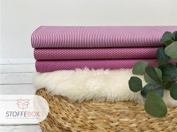 Baumwollstoffpaket - Basics gemustert beere (Einheit wählbar ab 50cm-2m)