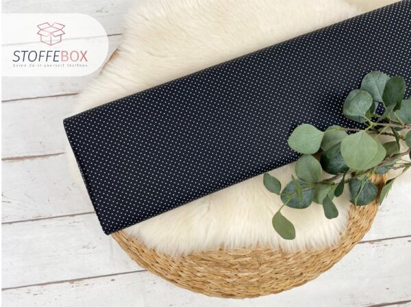 Webware/Baumwolle Öko-Tex-100 - weiße mini Punkte (schwarz)