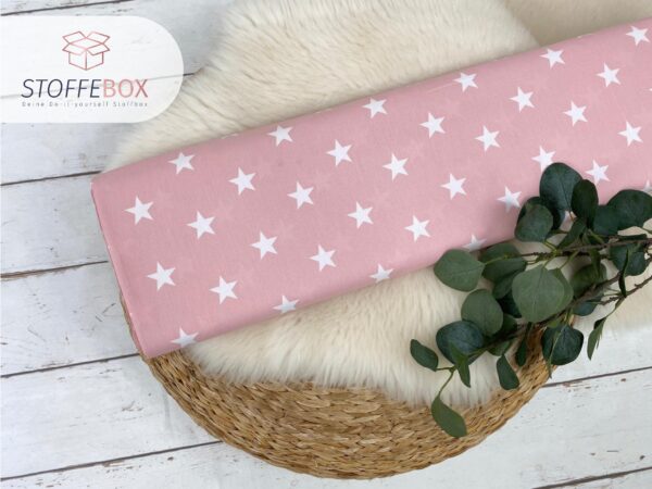 Webware/Baumwolle Öko-Tex-100 - weiße große Sterne (rosa)