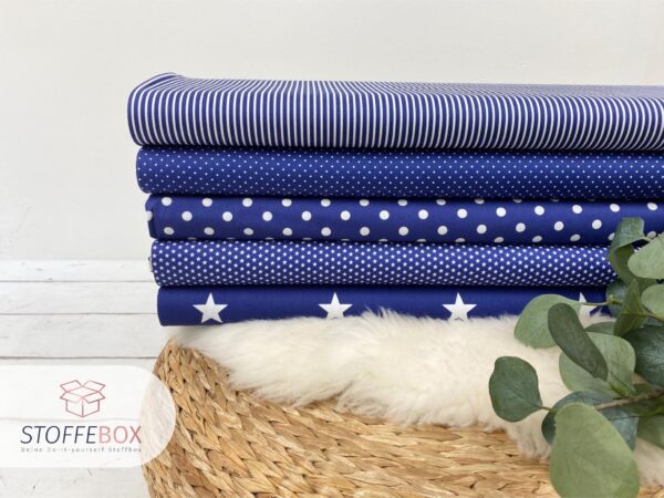 Webware/Baumwolle Öko-Tex-100 - große weiße Sterne (blau) – Bild 2
