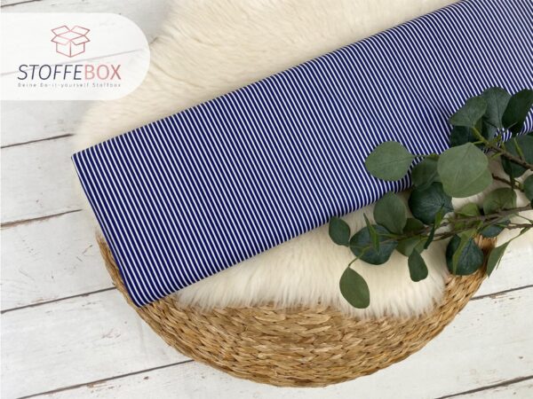 Webware/Baumwolle Öko-Tex-100 - weiße Streifen schmal (blau)