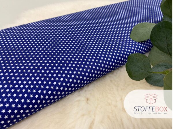 Webware/Baumwolle Öko-Tex-100 - mini weiße Sterne (blau) – Bild 2