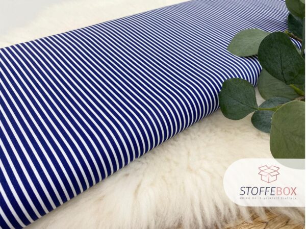 Webware/Baumwolle Öko-Tex-100 - weiße Streifen schmal (blau) – Bild 2