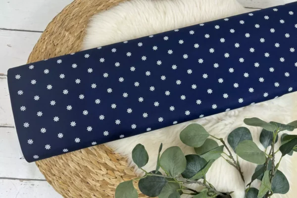 Reststück 50cm Baumwollstoff Popeline – Maritim Steuerrad Muster in dunkelblau – Öko-Tex 100 – Bild 2