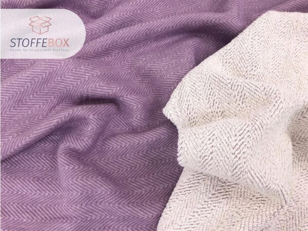 Reststück 40cm Winter Sweat (kuscheliger Fleece) Felix - Öko-Tex-100 - Fischgrätenmuster (flieder) – Bild 3