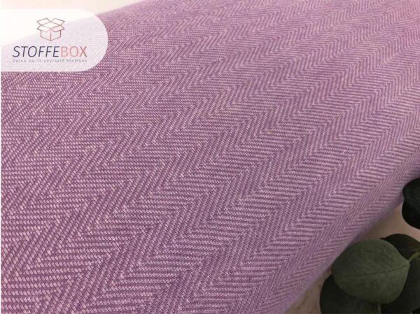 Reststück 40cm Winter Sweat (kuscheliger Fleece) Felix - Öko-Tex-100 - Fischgrätenmuster (flieder) – Bild 2