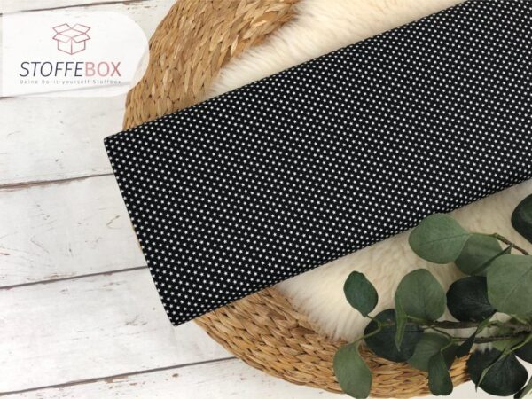 Webware/Baumwolle Öko-Tex-100 - mini weiße Sterne (schwarz)