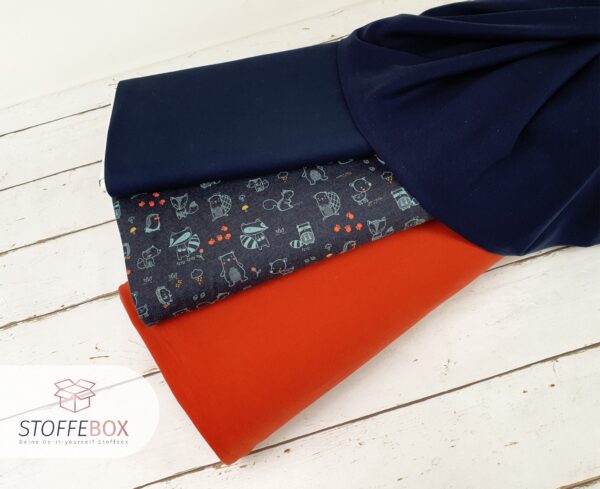 Stoffpaket Tiere (dunkelblau) (Einheit wählbar ab 50cm-2m)