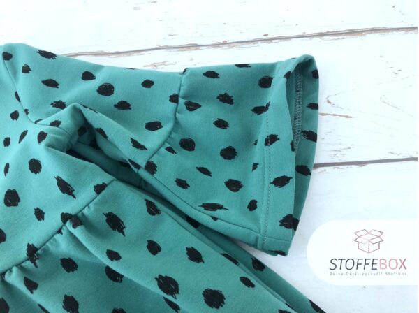 Bio- angerauter Sweat - Soft Sweat - Punkte Polka Dots (grün) – Bild 4