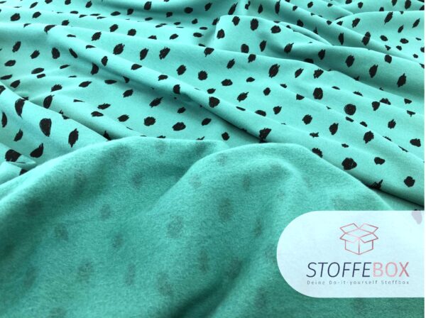 Bio- angerauter Sweat - Soft Sweat - Punkte Polka Dots (grün) – Bild 5