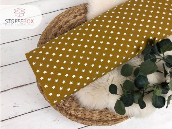 Jersey Öko-Tex-100 - Sterne (senf/weiß)