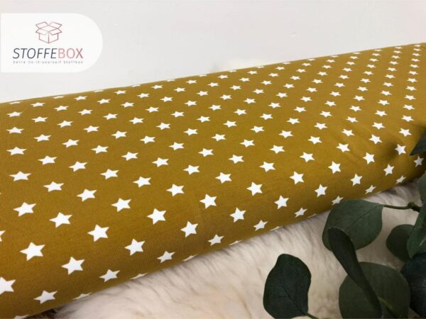 Jersey Öko-Tex-100 - Sterne (senf/weiß) – Bild 2